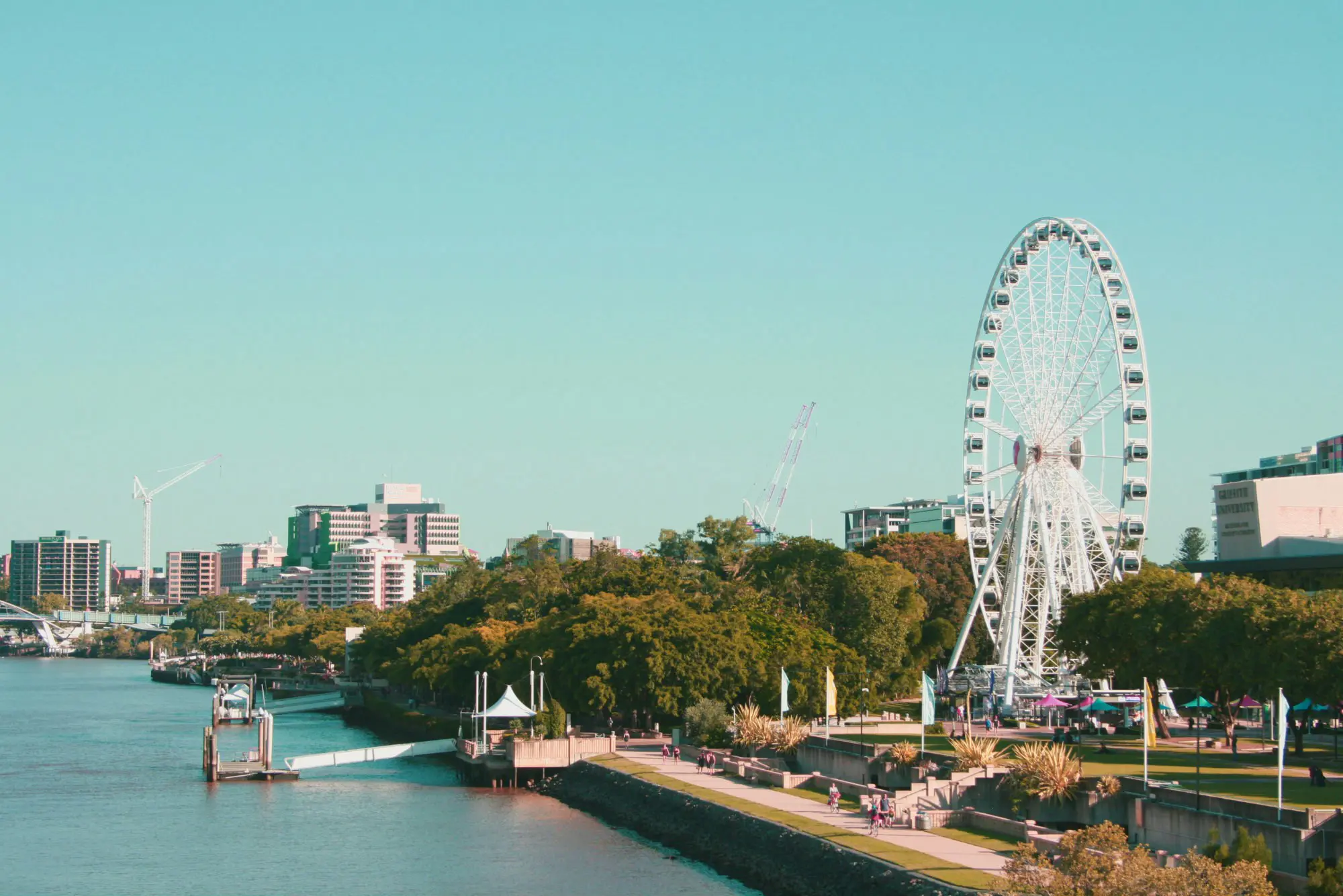 Brisbane riverside and Wheel of Brisbane.